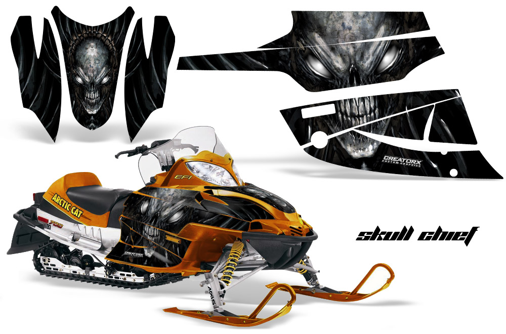 Arctic Cat Firecat Graphics Kit Skull Chief Silver Orange